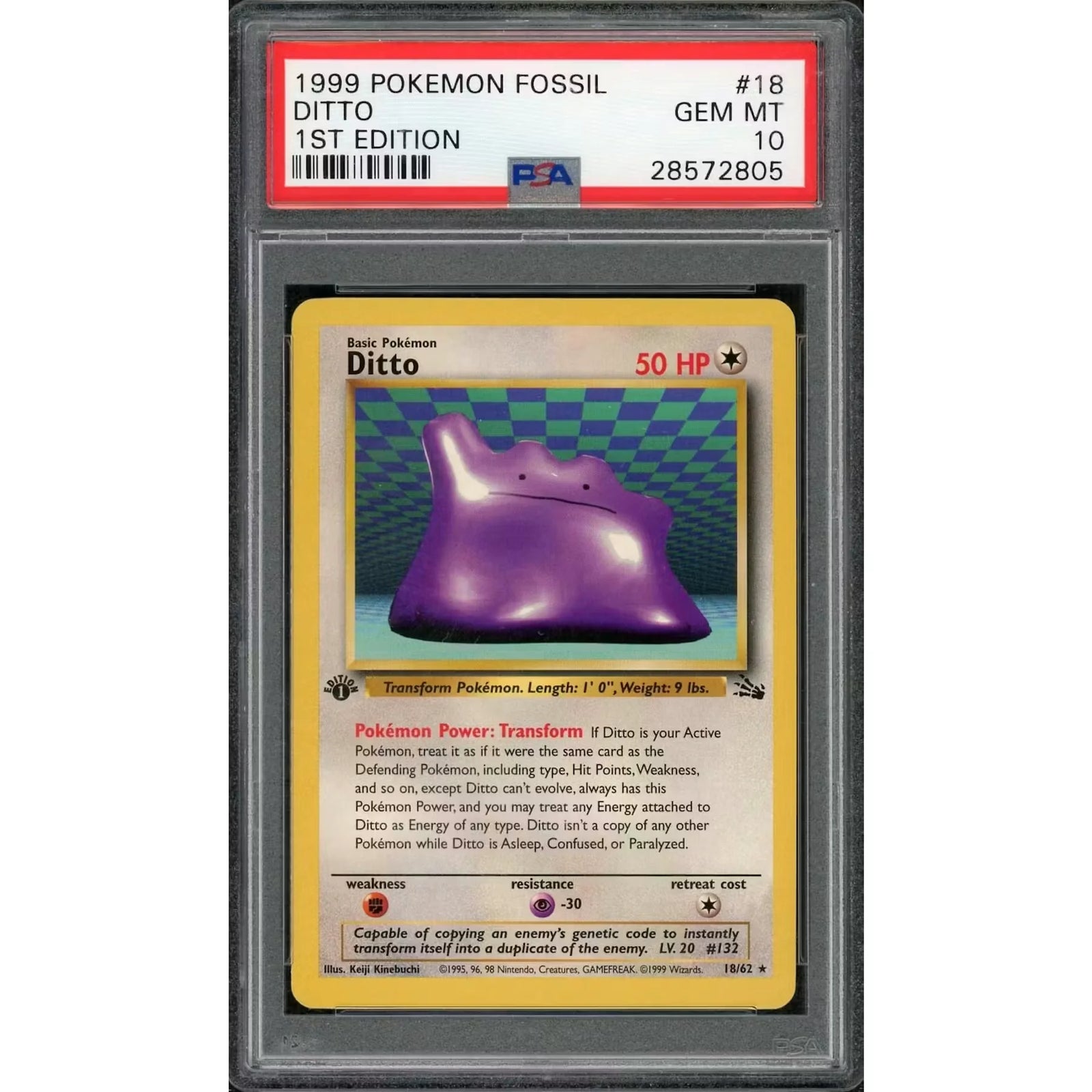 1999 Pokemon Fossil Ditto 1st Edition #18 | PSA 10