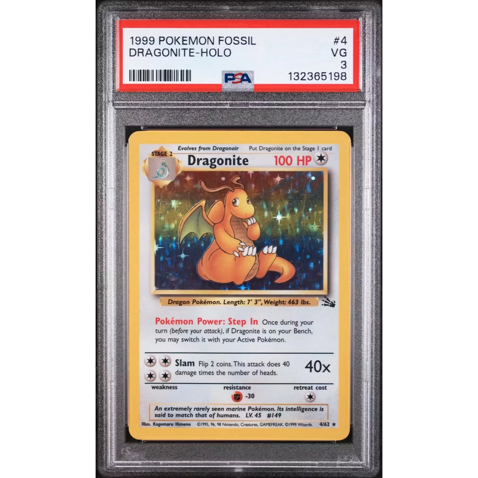 Pokemon Fossil Dragonite 4/62 | PSA 3