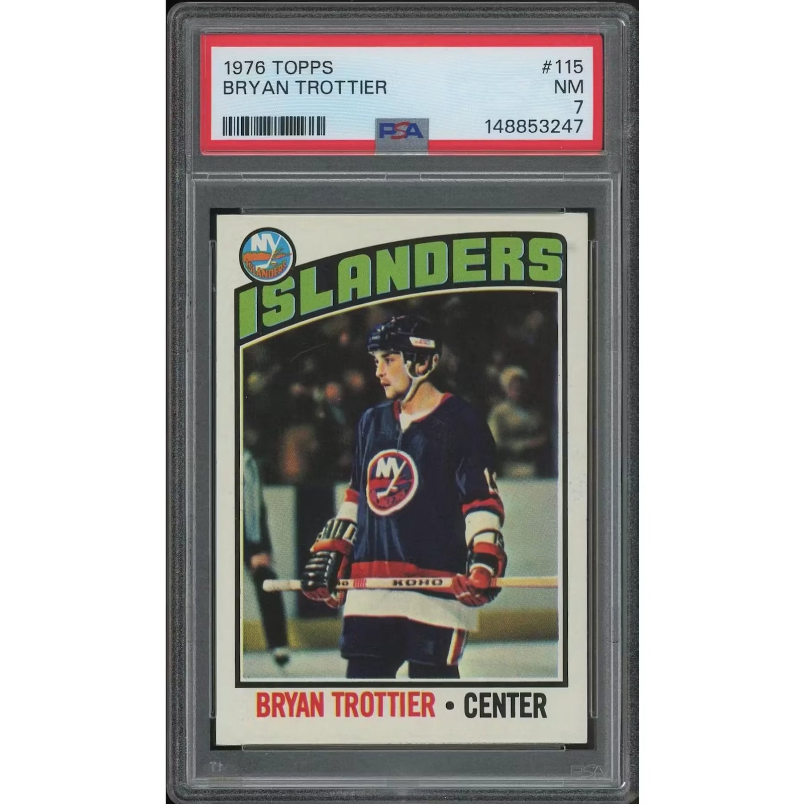 Bryan Trottier 1976-77 Topps Hockey Rookie Card #115 | PSA 7 NM