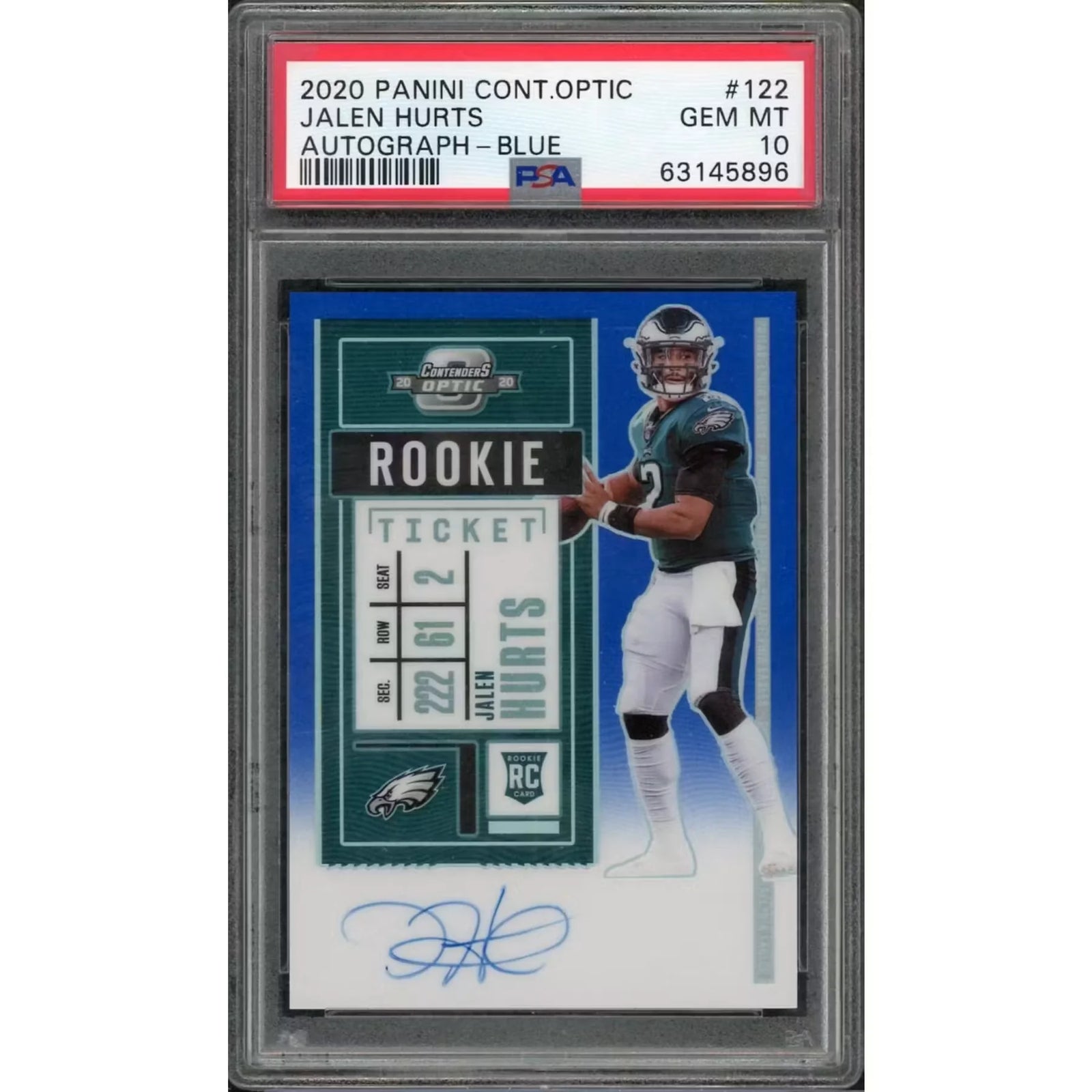 Jalen Hurts Signed 2020 Panini Contenders Optic #122 Card | PSA 10
