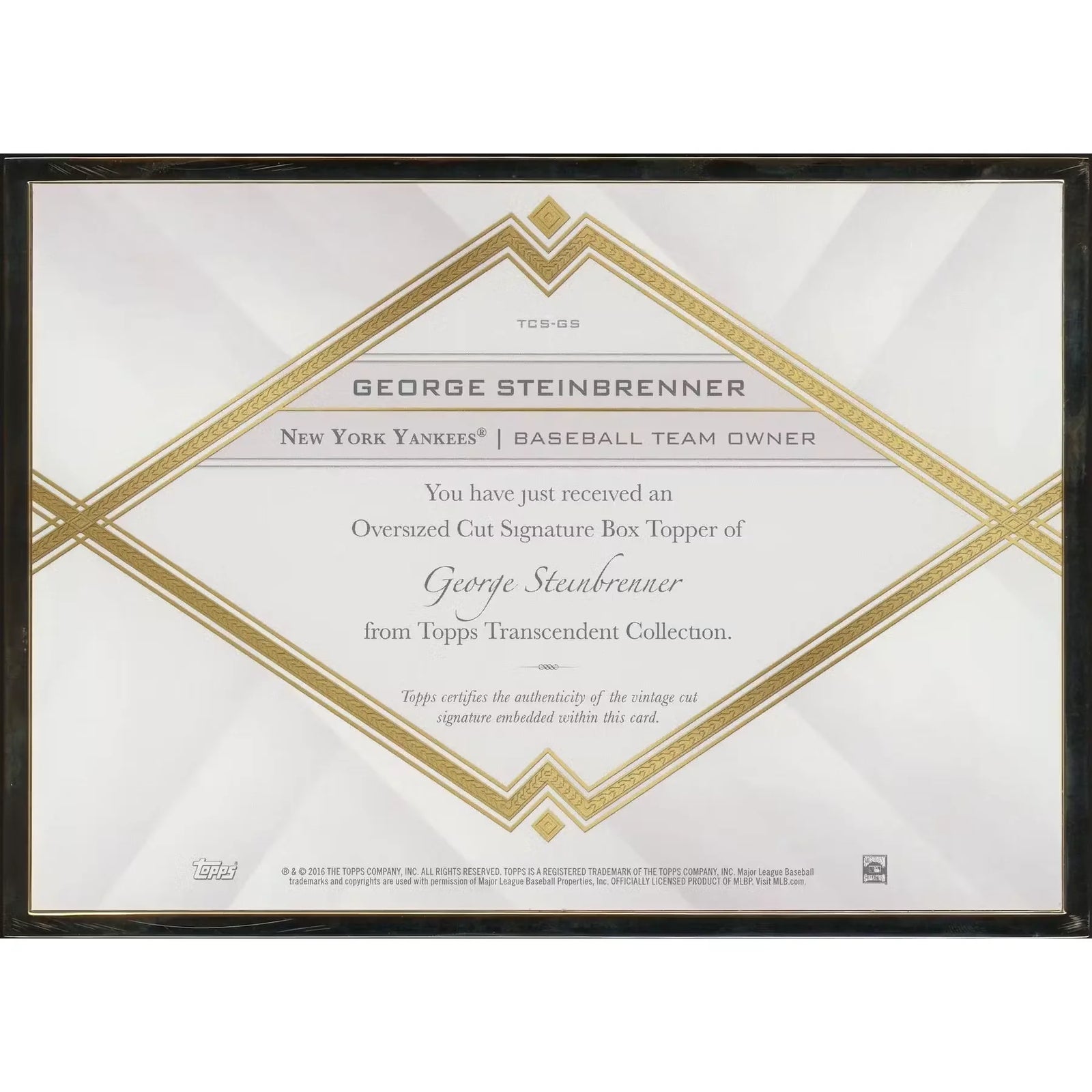George Steinbrenner Signed Cut Auto Card | 2016 Topps Transcendent #1/1