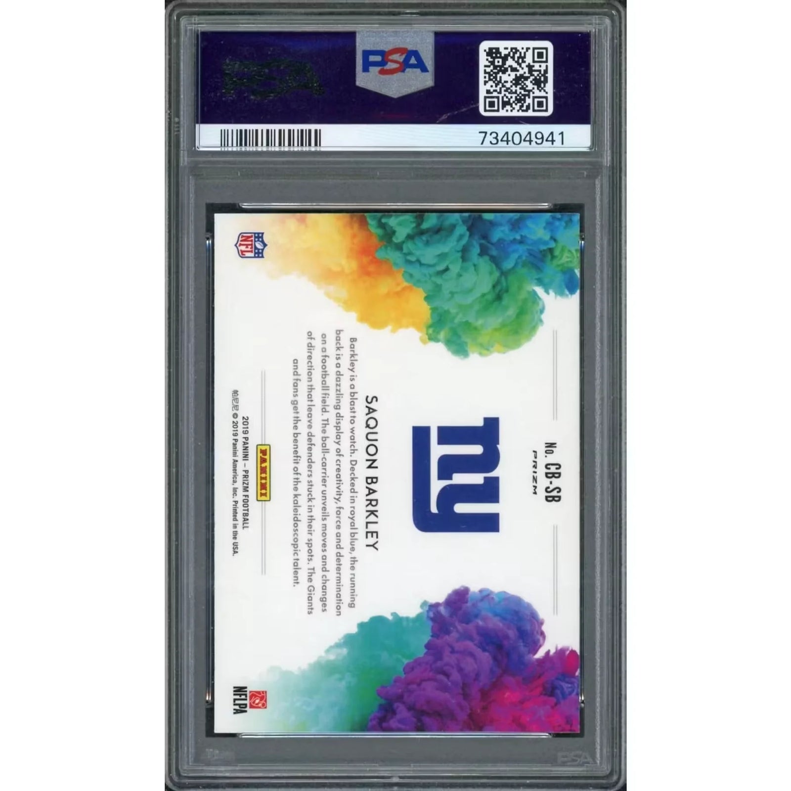 Saquon Barkley 2019 Panini Prizm Color Blast Card | PSA 10
