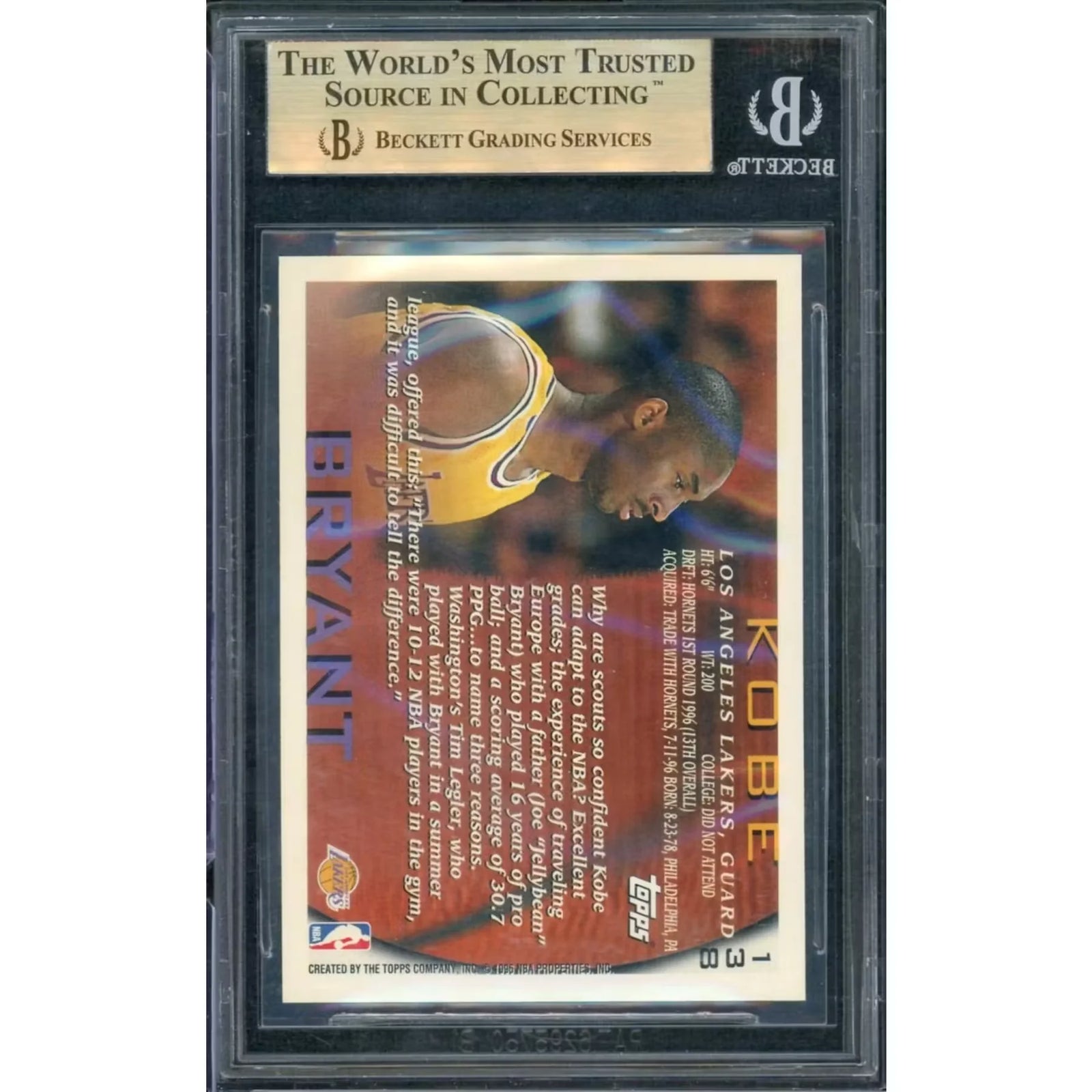 Kobe Bryant 1996-97 Topps Rookie Card #138 | BGS 9.5