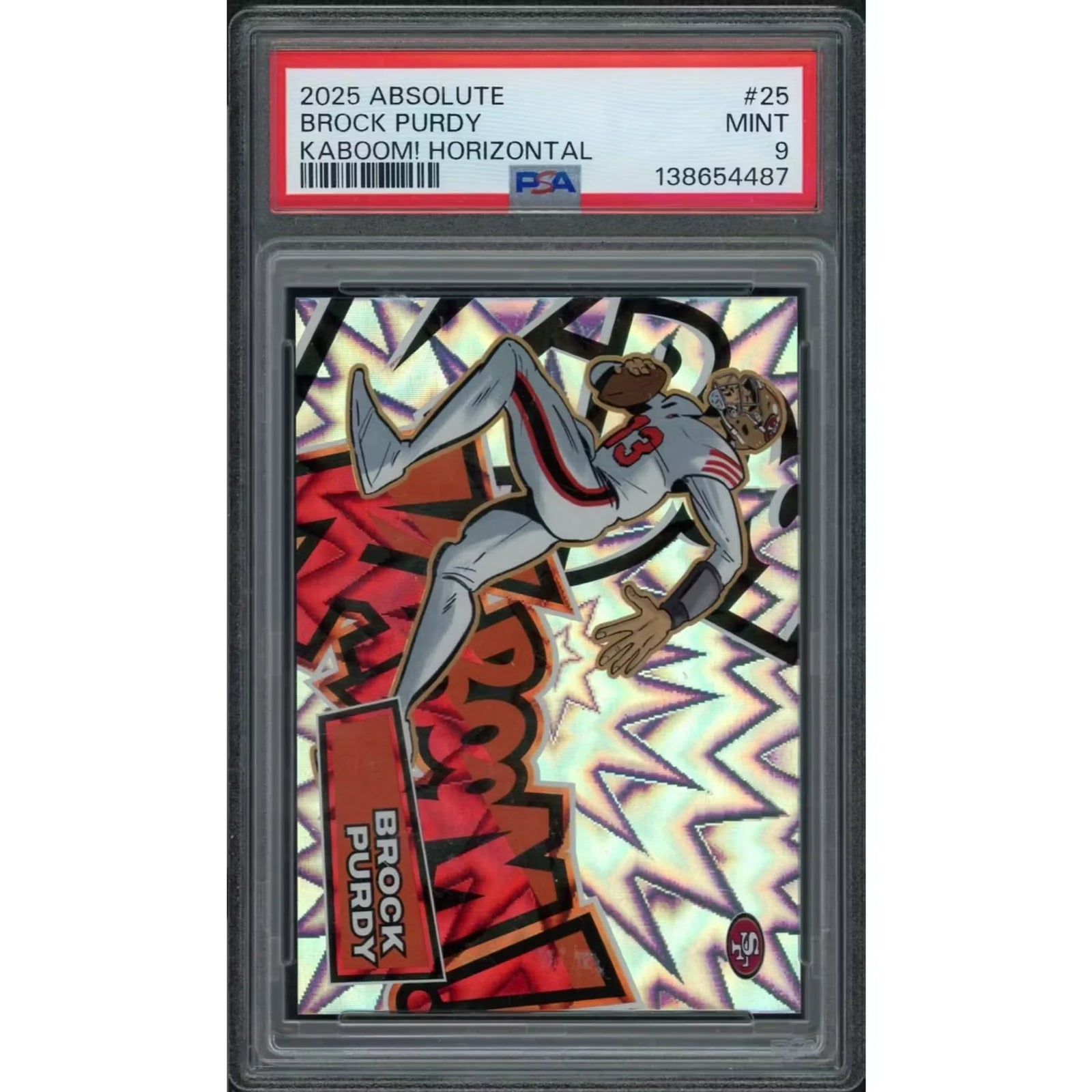 Brock Purdy 2025 Panini Absolute Kaboom Horizontal #25 | PSA 9
