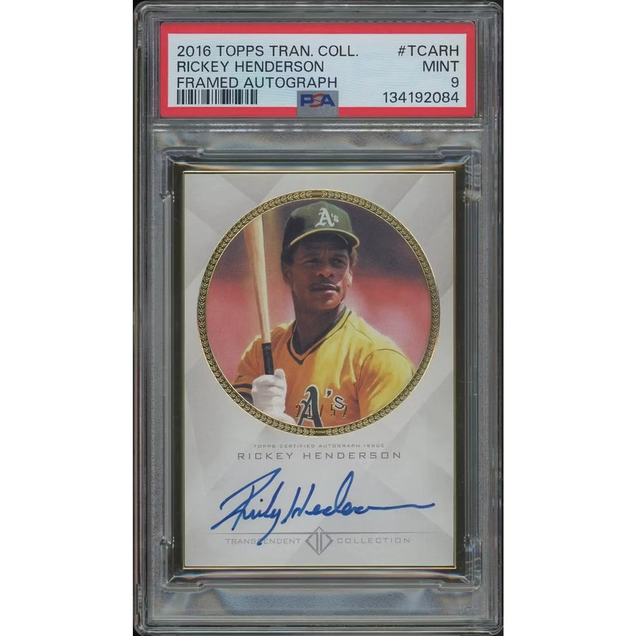 Rickey Henderson Signed 2016 Topps Transcendent Baseball #21 Card | PSA 9