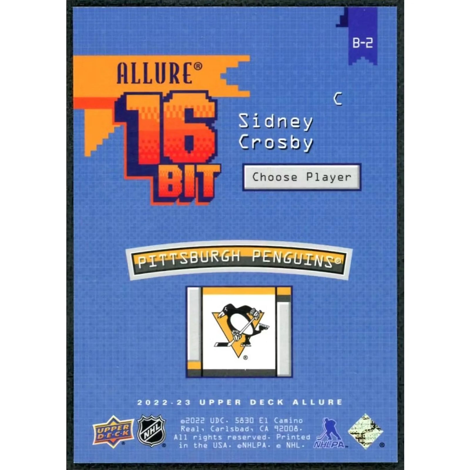 Sidney Crosby 2022-23 Upper Deck Allure 16-Bit Card #B-2