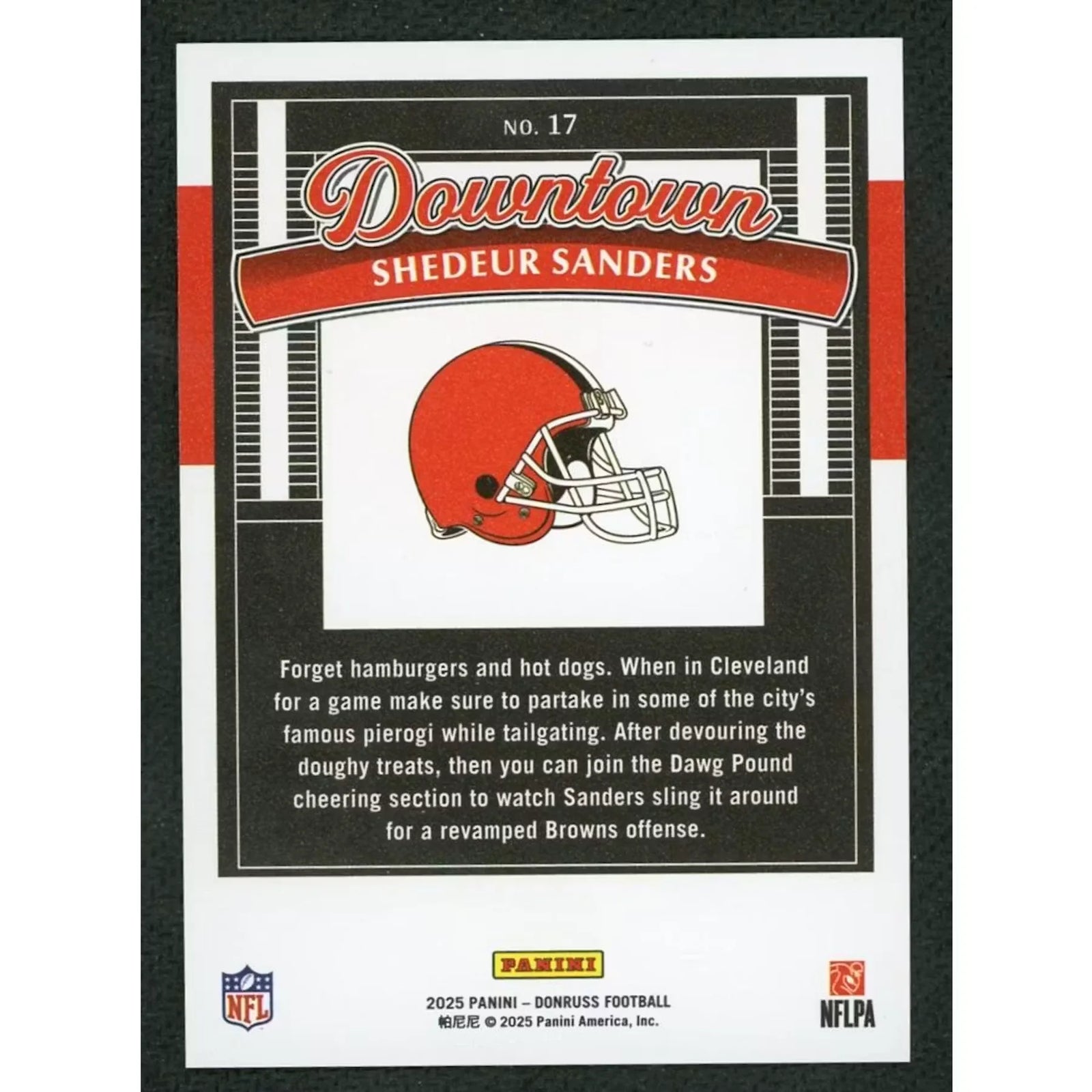 Shedeur Sanders 2025 Panini Donruss Rookie Downtown #17