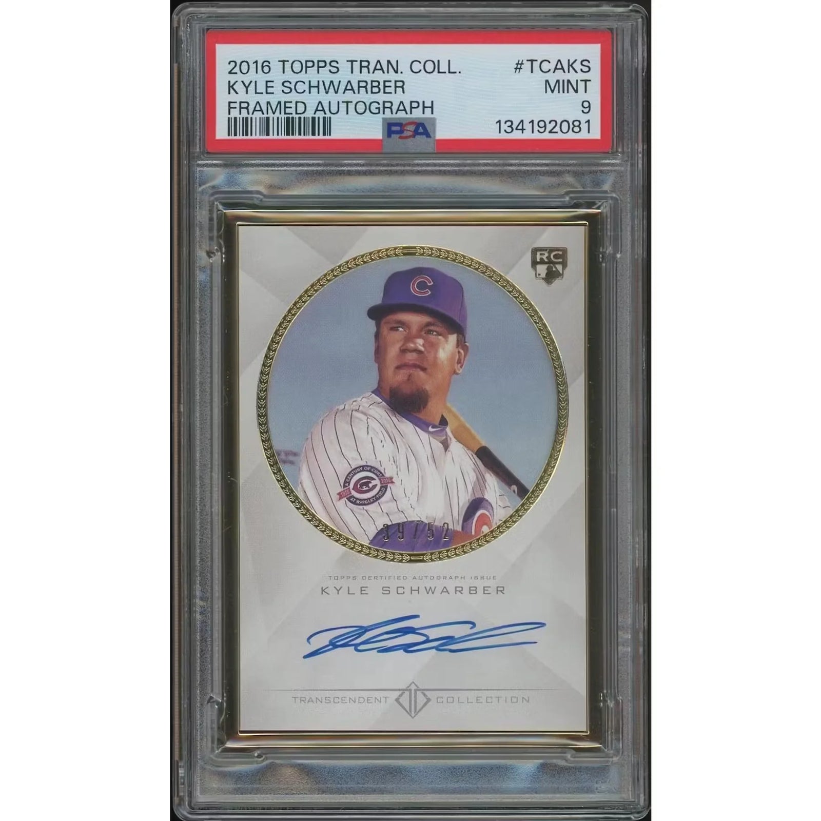 Kyle Schwarber 2016 Topps Transcendent Rookie Auto | PSA 9 MINT #39