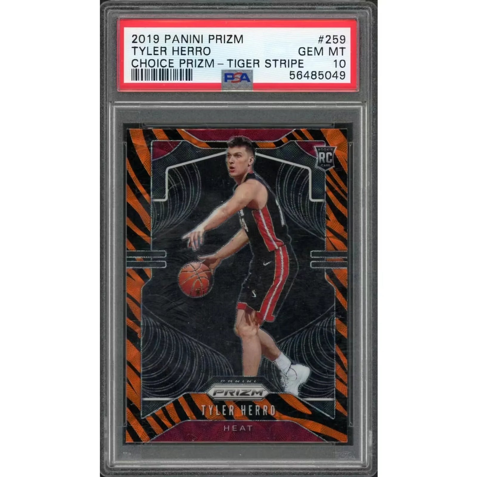 Tyler Herro 2019 Panini Prizm Choice Rookie Card #259 | PSA 10 Tiger Stripe