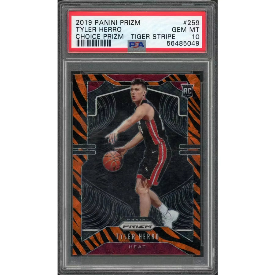 Tyler Herro 2019 Panini Prizm Choice Rookie Card #259 | PSA 10 Tiger Stripe