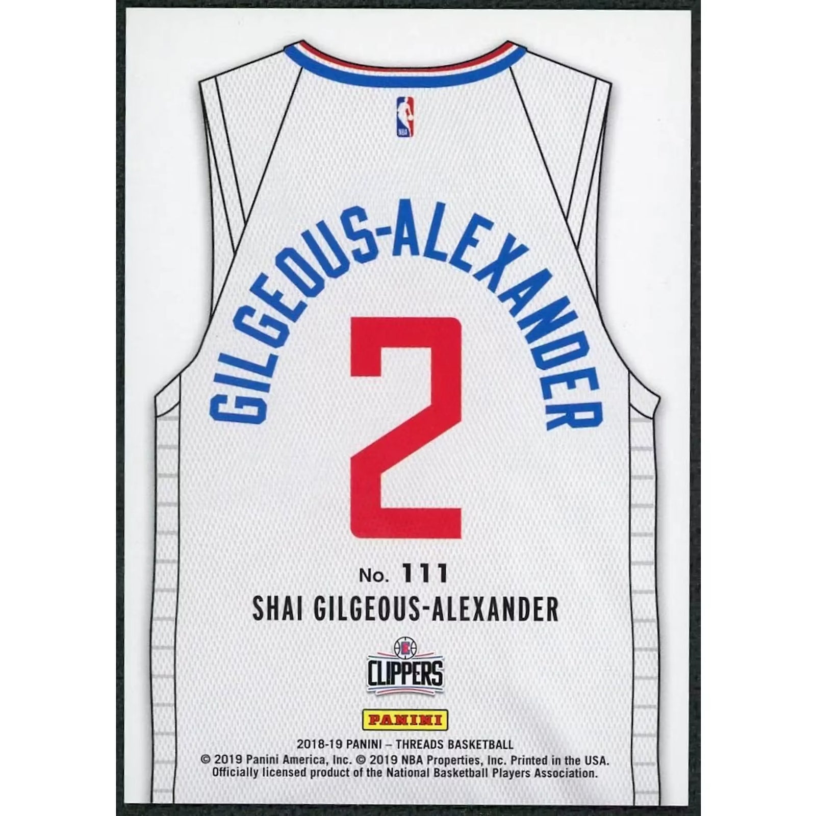 Shai Gilgeous-Alexander 2018-19 Panini Threads Premium Blue Dazzle Rookie Card | #111/75