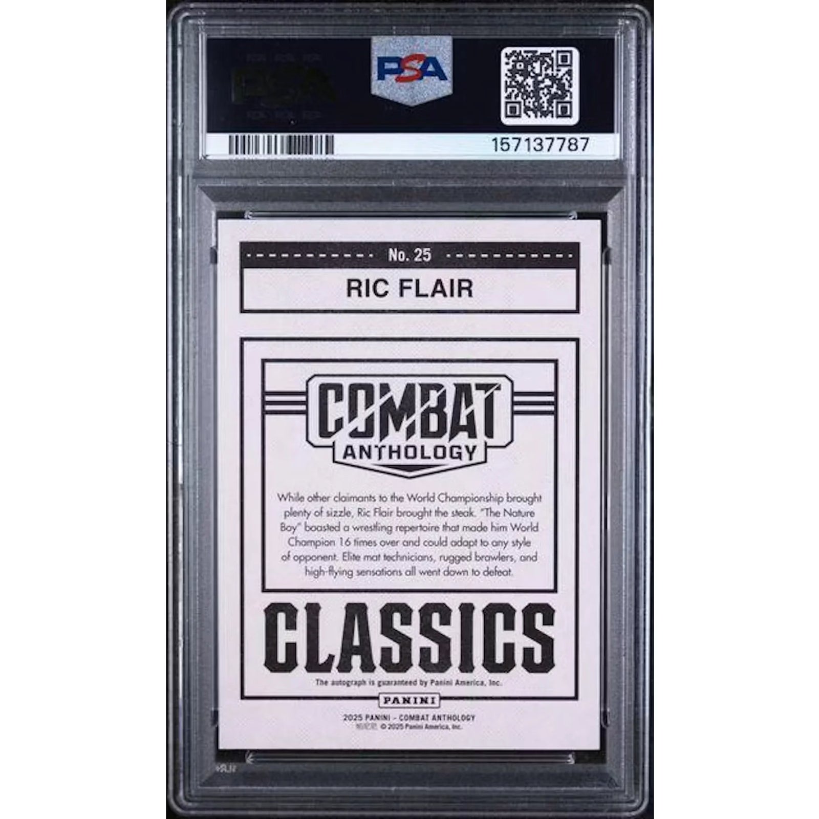 Ric Flair Signed 2025 Panini Combat Anthology #25 Card | PSA 10