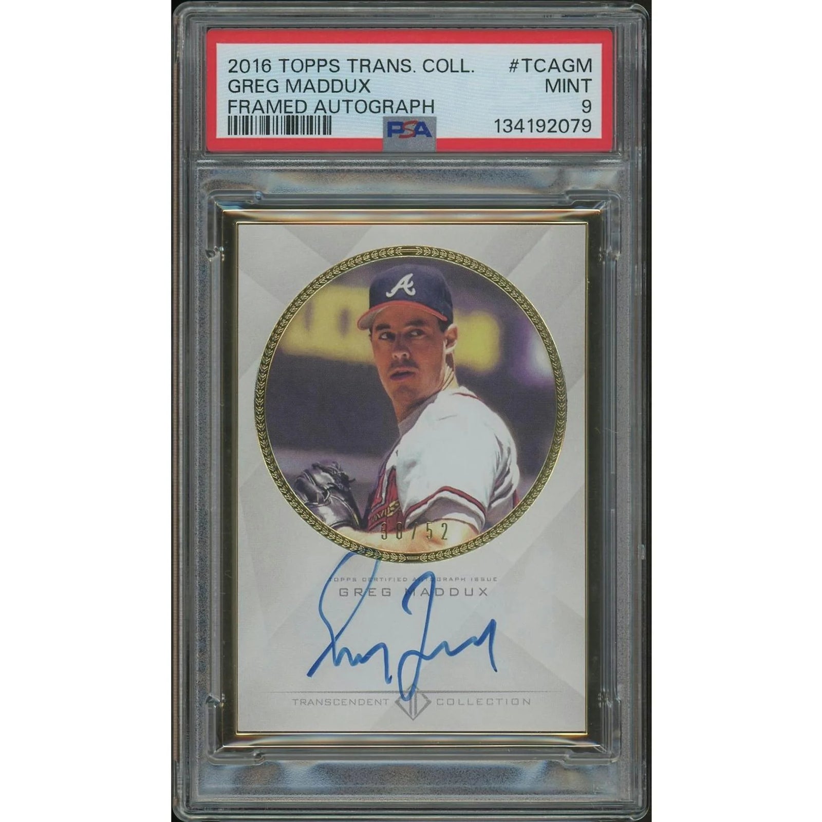 Greg Maddux Signed 2016 Topps Transcendent Card | PSA 9 MINT #38/52