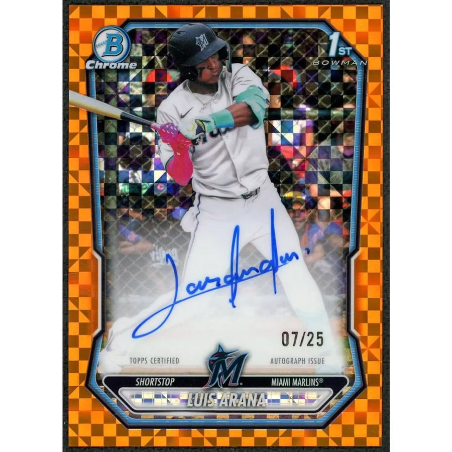 Luis Arana 2026 Bowman Chrome 1st Bowman Orange X-Fractor Auto/25