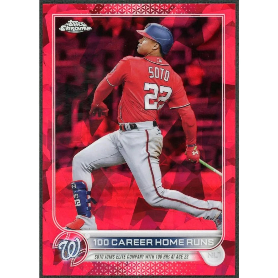 Juan Soto 2022 Topps Chrome Update Sapphire 100 Career HRs | Red Refractor/5