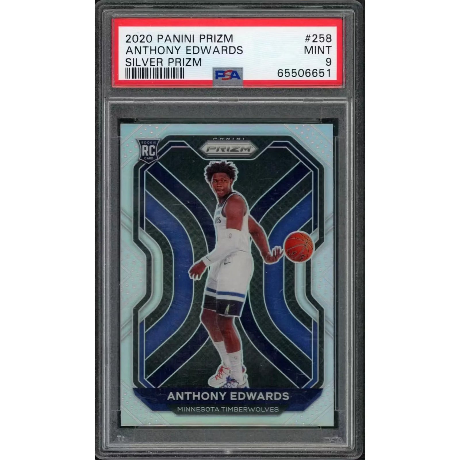 Anthony Edwards 2020 Panini Prizm Rookie Silver Prizm #258 | PSA 9