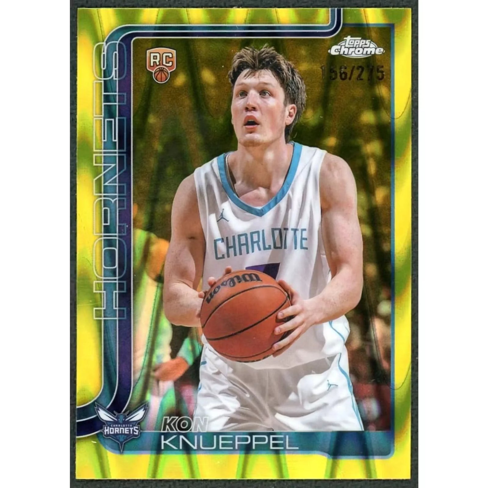 Kon Knueppel 2025-26 Topps Chrome Rookie Yellow Raywave Refractor |/275