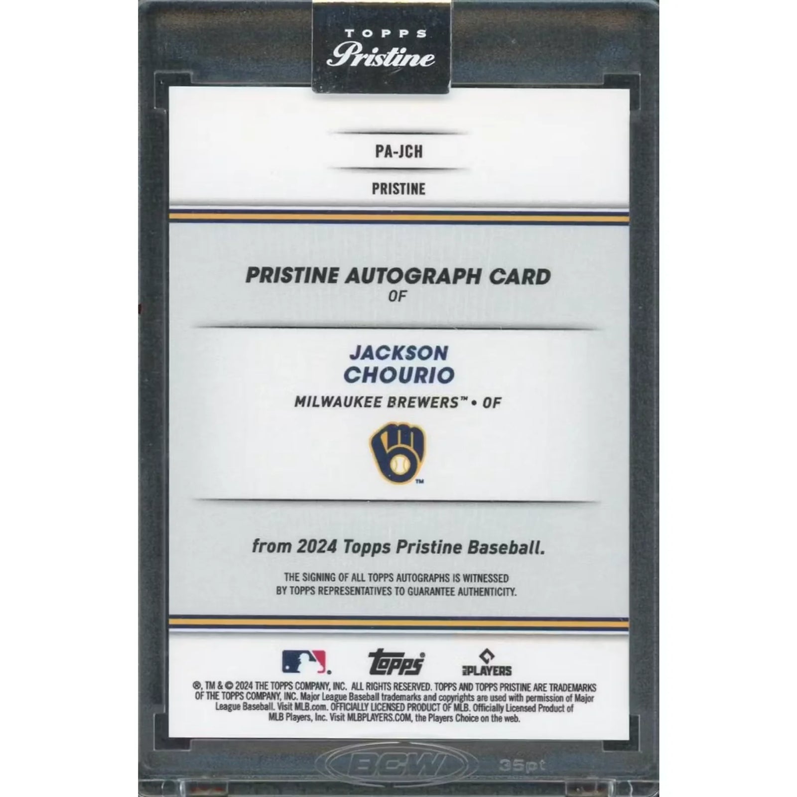 Jackson Chourio 2024 Topps Pristine Rookie Auto | Blue/75