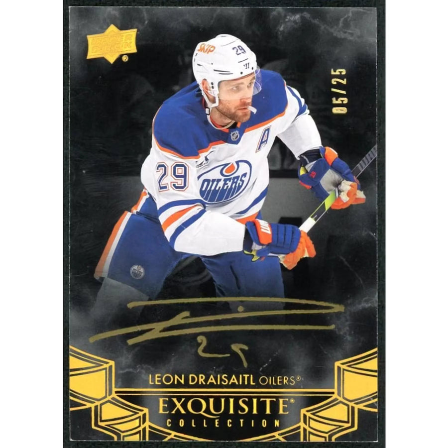 Leon Draisaitl Signed 2025-26 Upper Deck Exquisite Card | Gold Ink Auto/25
