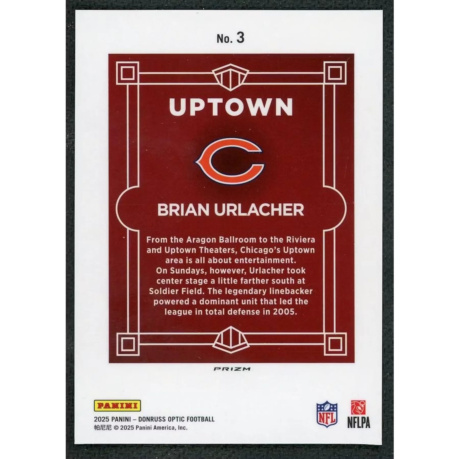 Brian Urlacher 2025 Panini Donruss Optic Uptown #3
