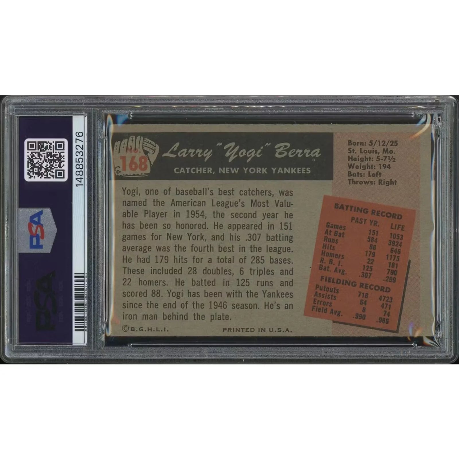1955 Bowman Baseball Yogi Berra #168 | PSA 1.5