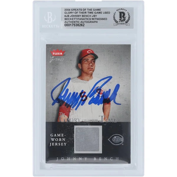 Johnny Bench Signed 2004 Fleer Greats Jersey Relic Card | #/250