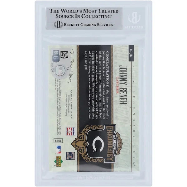 Johnny Bench Signed 2006 Upper Deck SP Legendary Cuts Card | Jersey Relic