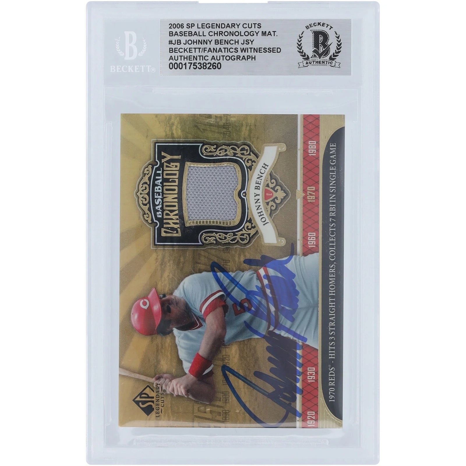 Johnny Bench Signed 2006 Upper Deck SP Legendary Cuts Card | Jersey Relic