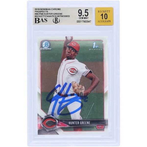 Hunter Greene Signed 2018 Bowman Chrome Prospects #BCP48 | Graded 9.5