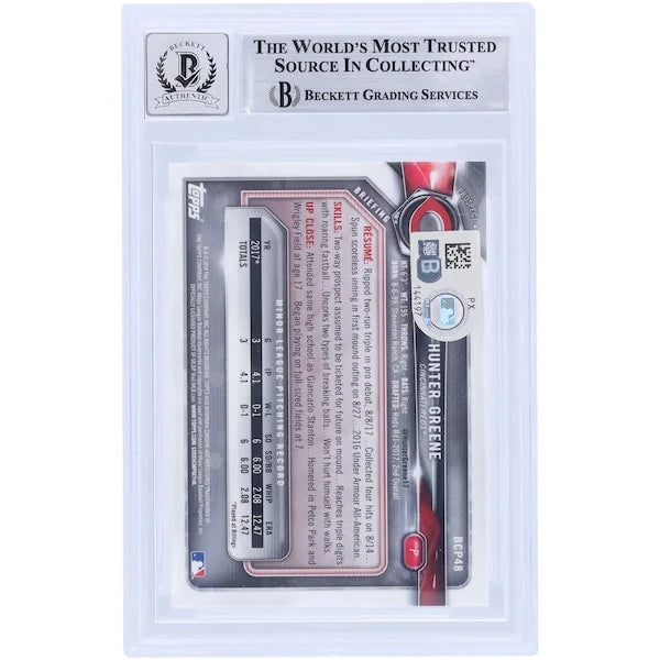 Hunter Greene Signed 2018 Bowman Chrome Prospects #BCP48 | Graded 9