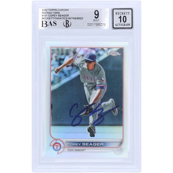 Corey Seager Signed 2022 Topps Chrome Refractor #101 | Graded 9
