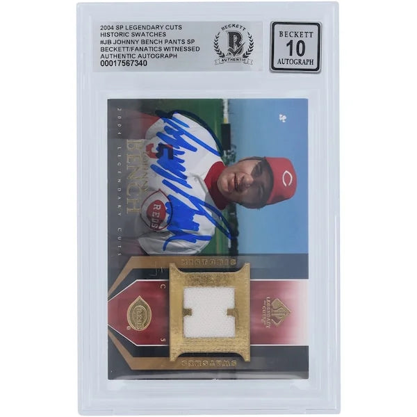 Johnny Bench Signed 2004 Upper Deck SP Legendary Cuts Card | Jersey Relic