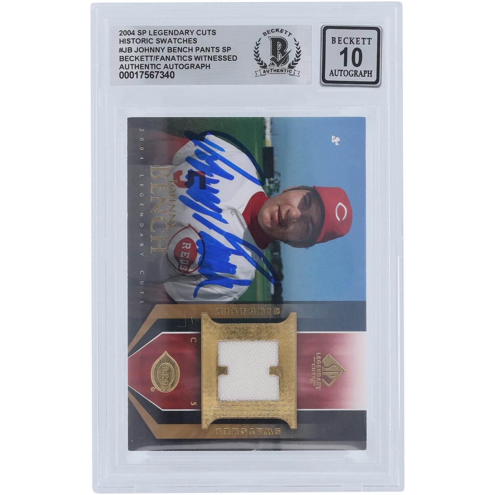 Johnny Bench Signed 2004 Upper Deck SP Legendary Cuts Card | Jersey Relic