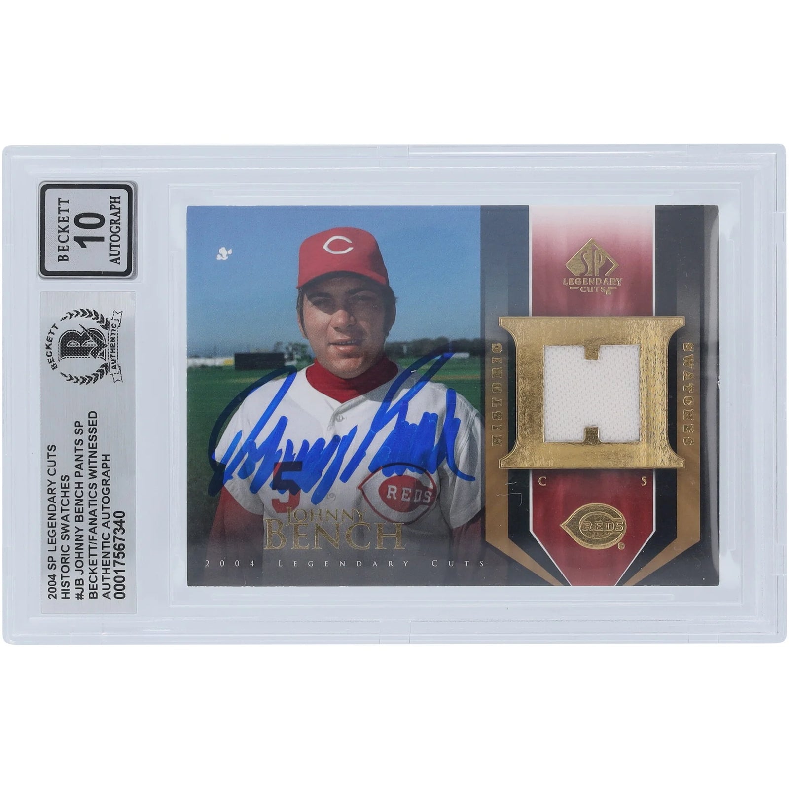Johnny Bench Signed 2004 Upper Deck SP Legendary Cuts Card | Jersey Relic