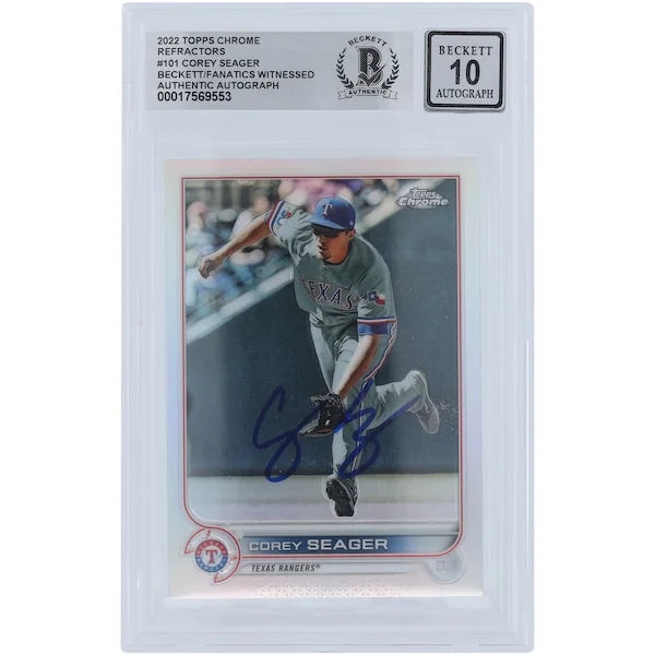 Corey Seager Signed 2022 Topps Chrome Refractor #101 | Graded 10