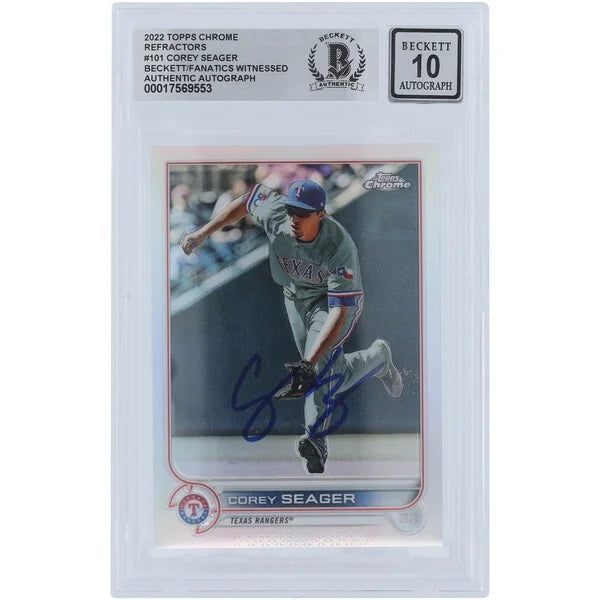 Corey Seager Signed 2022 Topps Chrome Refractor #101 | Graded 10