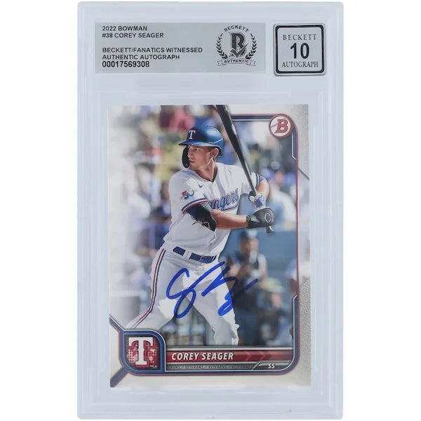 Corey Seager Signed 2022 Bowman #38 | Graded 10 Beckett