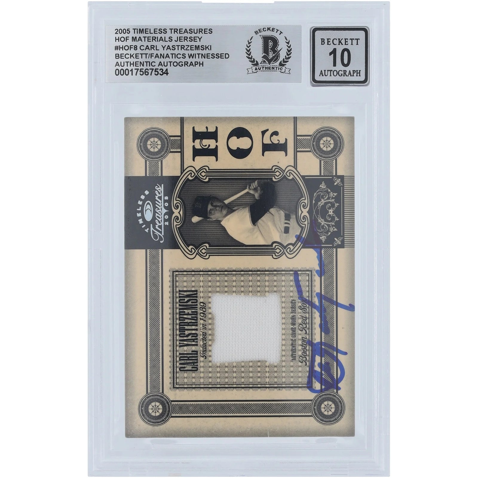 Carl Yastrzemski Signed 2005 Donruss Timeless Treasures Jersey Relic | Graded 10