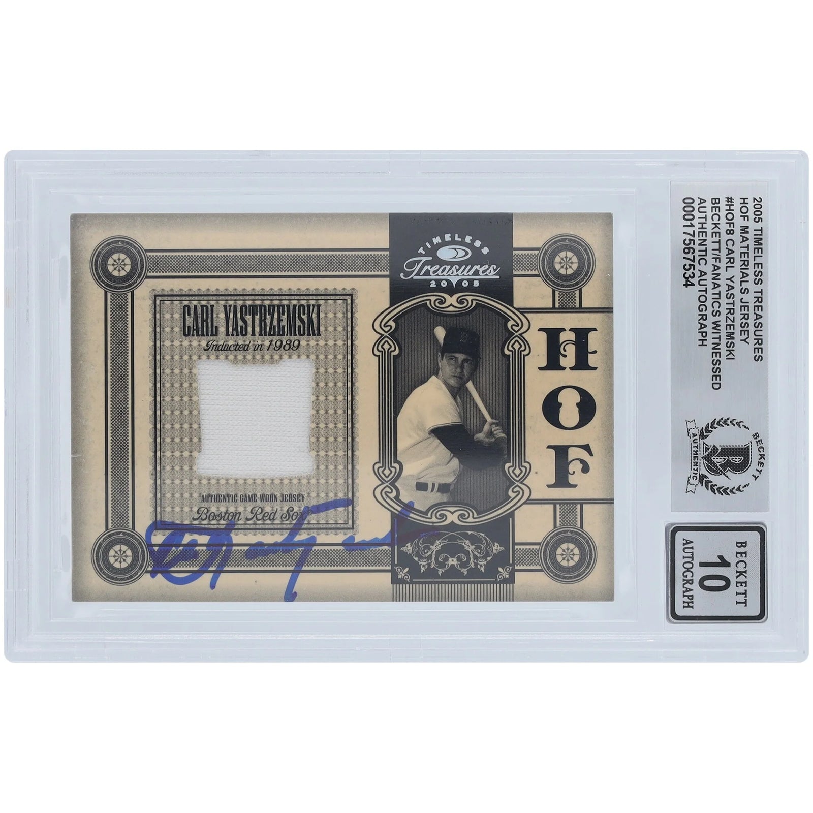 Carl Yastrzemski Signed 2005 Donruss Timeless Treasures Jersey Relic | Graded 10