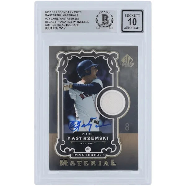 Carl Yastrzemski Signed 2007 Upper Deck SP Legendary Cuts Card | Jersey Relic, Graded 10