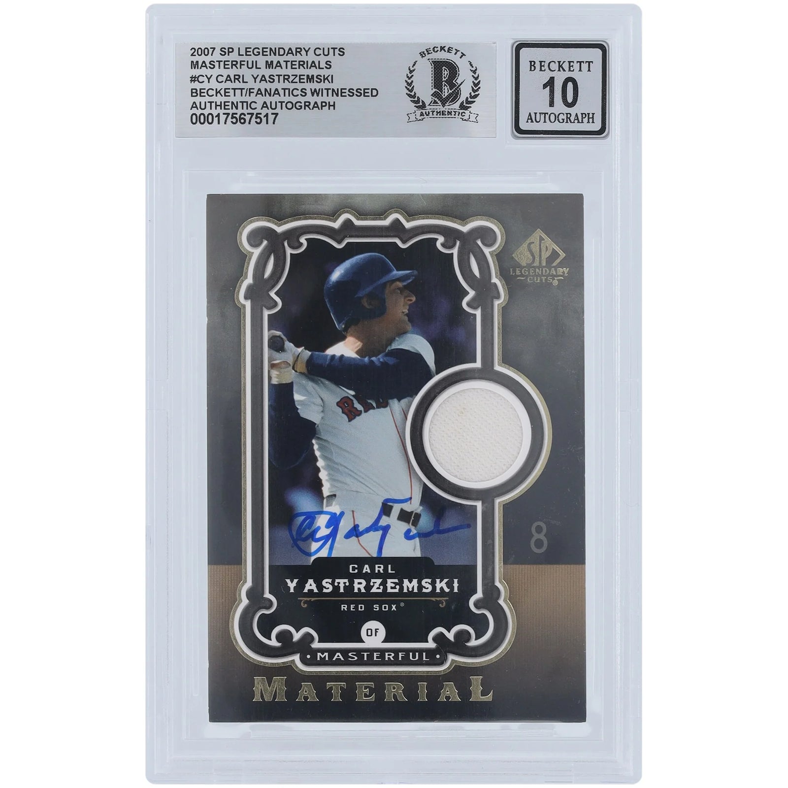 Carl Yastrzemski Signed 2007 Upper Deck SP Legendary Cuts Card | Jersey Relic, Graded 10