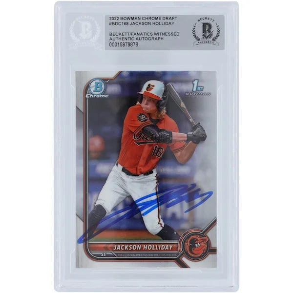 Jackson Holliday Signed 2022 Bowman Chrome Draft Card #BDC-168 | Beckett Authenticated