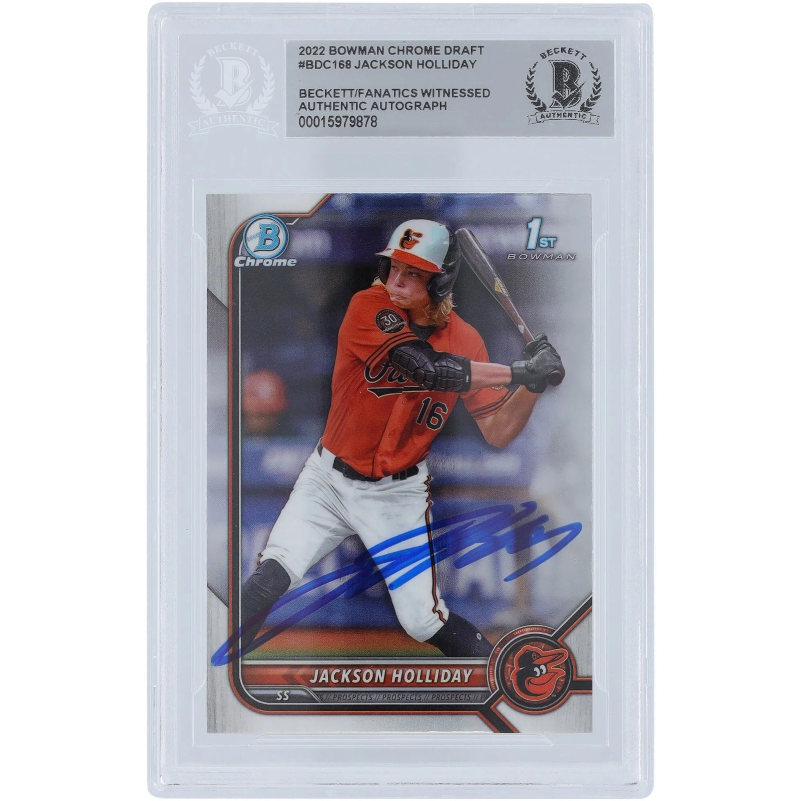 Jackson Holliday Signed 2022 Bowman Chrome Draft Card #BDC-168 | Beckett Authenticated