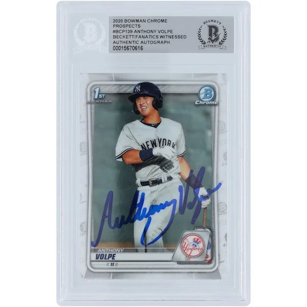 Anthony Volpe New York Yankees Autographed 2020 Bowman Chrome Prospects 1st Bowman #BCP-139 Beckett Fanatics Witnessed Authenticated Card - F2