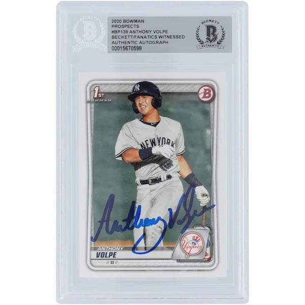 Anthony Volpe New York Yankees Autographed 2020 Bowman Prospects 1st Bowman #BP-139 Beckett Fanatics Witnessed Authenticated Card - F2