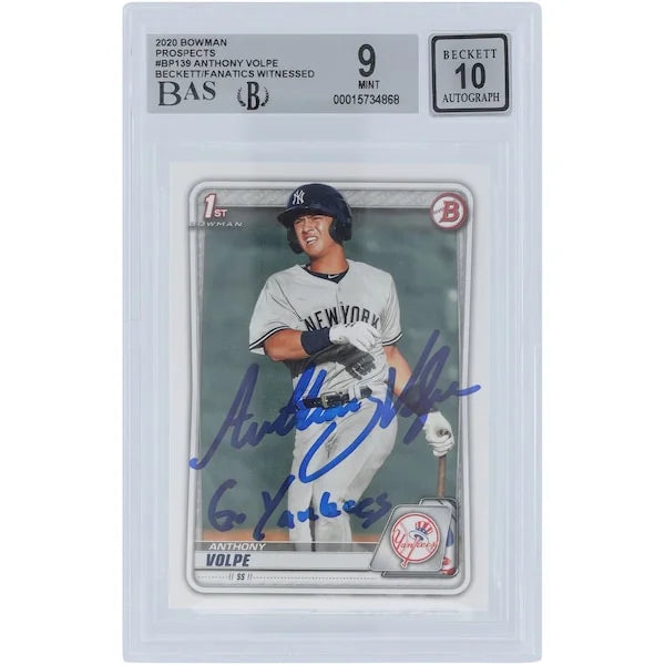 Anthony Volpe Signed 2020 Bowman Prospects #BP-139 | Go Yankees Inscription
