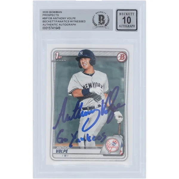 Anthony Volpe Signed 2020 Bowman Prospects #BP-139 | Beckett 10 Inscription