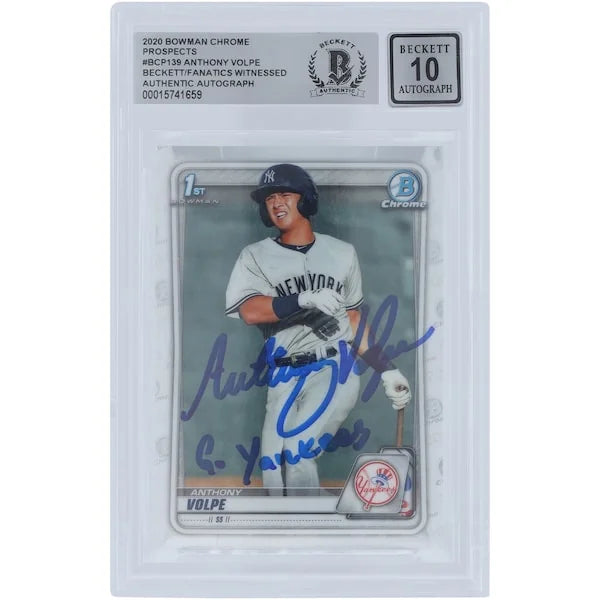 Anthony Volpe Signed 2020 Bowman Chrome Prospects #BCP-139 | Go Yankees Inscription