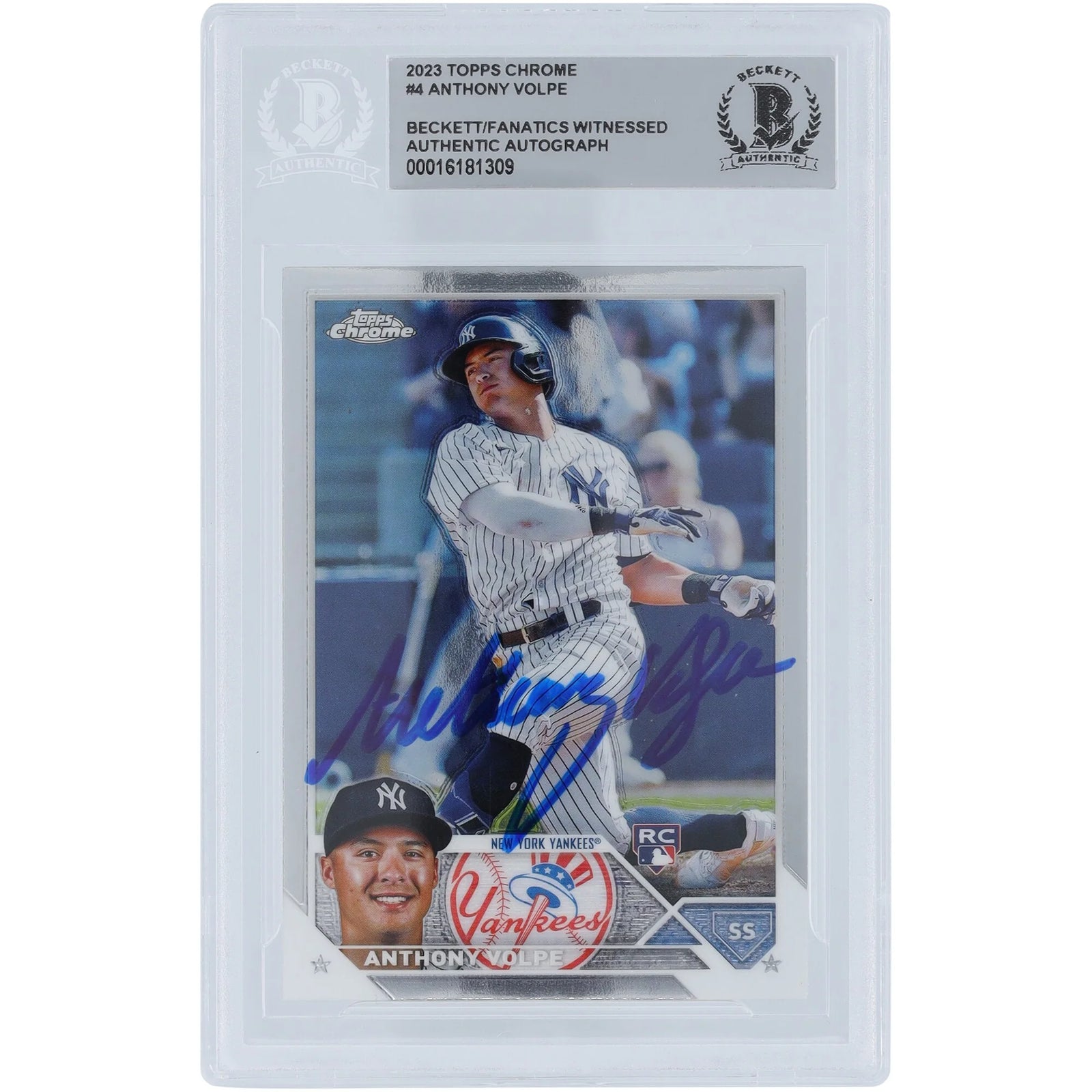 Anthony Volpe Signed 2023 Topps Chrome #4 Rookie Card | Beckett Authenticated