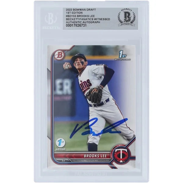 Brooks Lee Minnesota Twins Autographed 2022 Bowman Draft 1st Edition #BD-153 Beckett Fanatics Witnessed Authenticated Card - F2